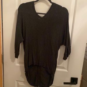 Express 3/4 sleeve high low sweater with zipper back.